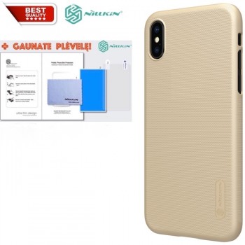 Dėklas auksinis Nillkin frosted + plėvelė (IPHONE X)